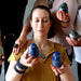 lady meditating with lapis eggs