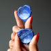 two lapis lazuli worry stone hearts
