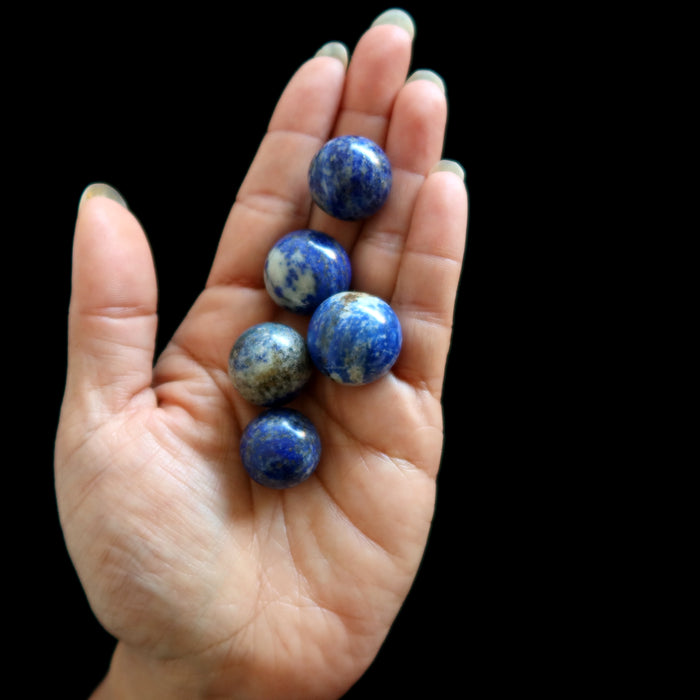 Lapis Lazuli Sphere Bundle of 5 Blue Mini Portable Crystal Ball