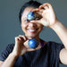 denim lapis spheres on third eye and throat chakra