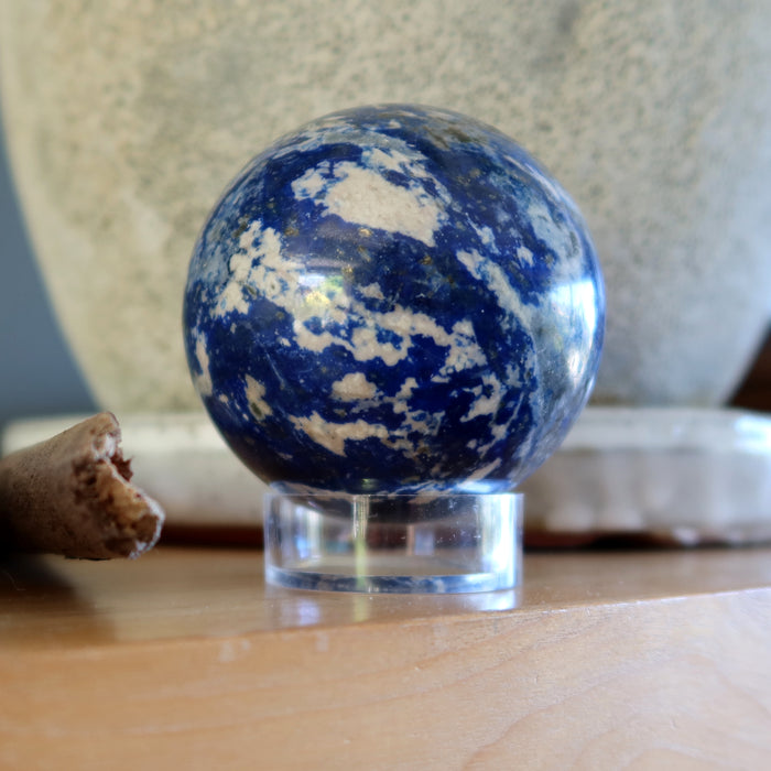 Lapis Lazuli Sphere Blue White Mosaic Crystal Ball