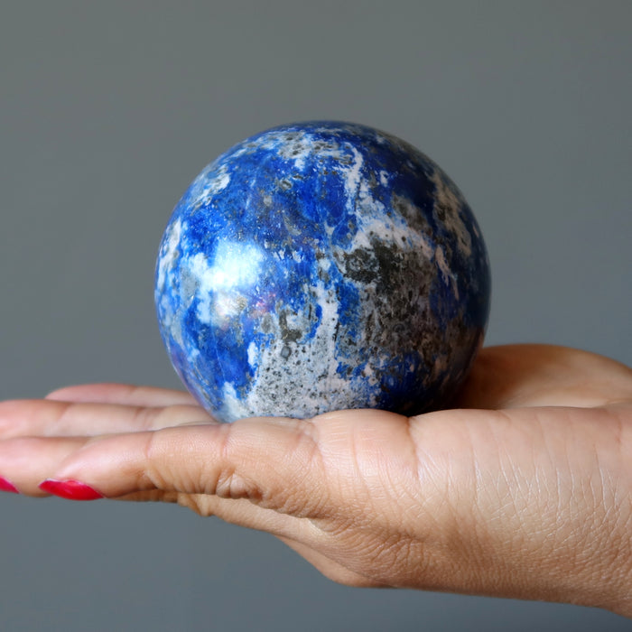 Lapis Lazuli Sphere Blue White Mosaic Crystal Ball