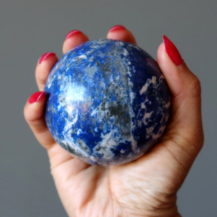 Lapis Lazuli Sphere Blue White Mosaic Crystal Ball