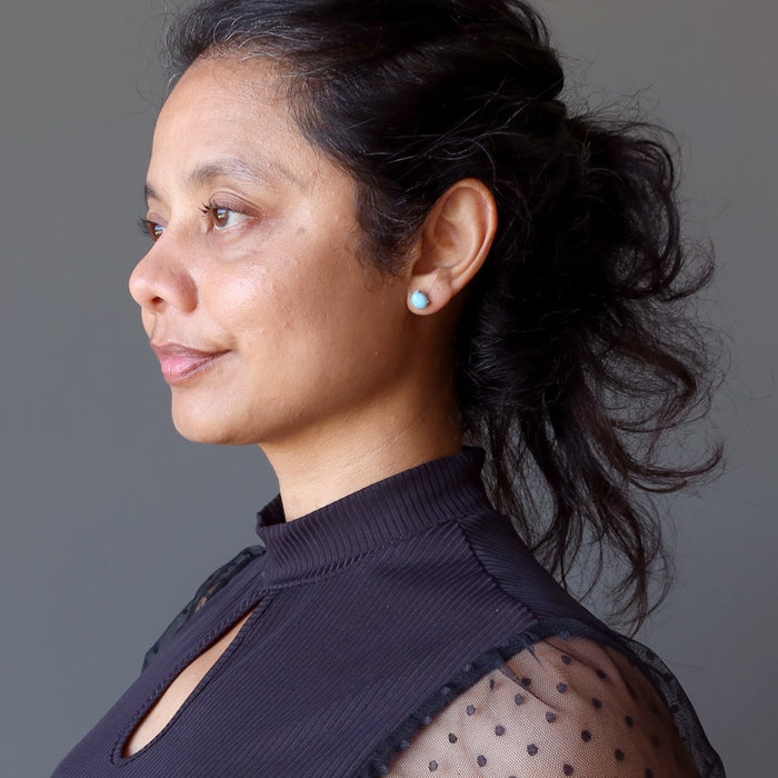 Larimar Earrings Caribbean Blue Studs Sterling Silver