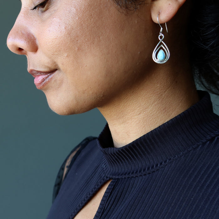Larimar Earrings Seaside Serenity Drop Sterling Silver