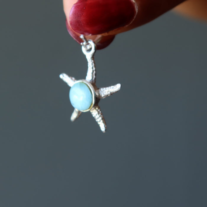 Larimar Pendant Blue Starfish Spirit Stone Sterling Silver