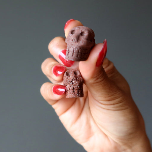 red lava skull beads