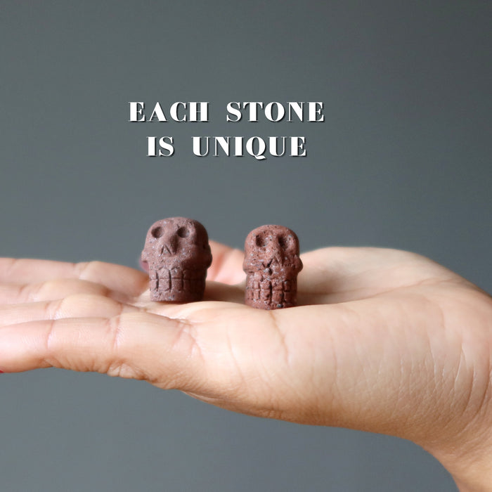 red lava skull beads