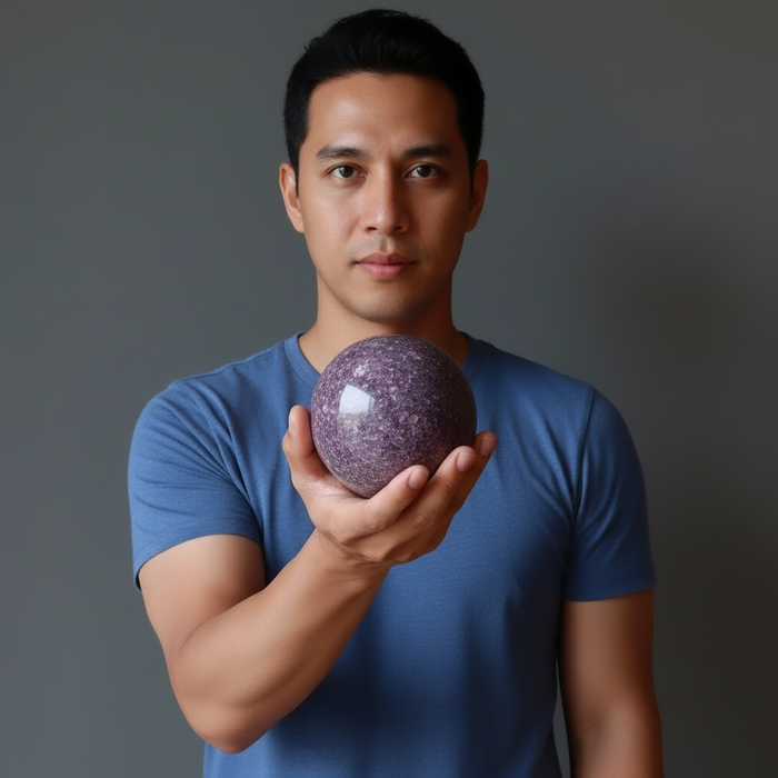 Lepidolite Sphere Charmed Purple Glitter Crystal Ball