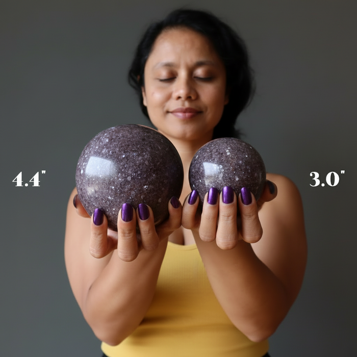 Lepidolite Sphere Charmed Purple Glitter Crystal Ball