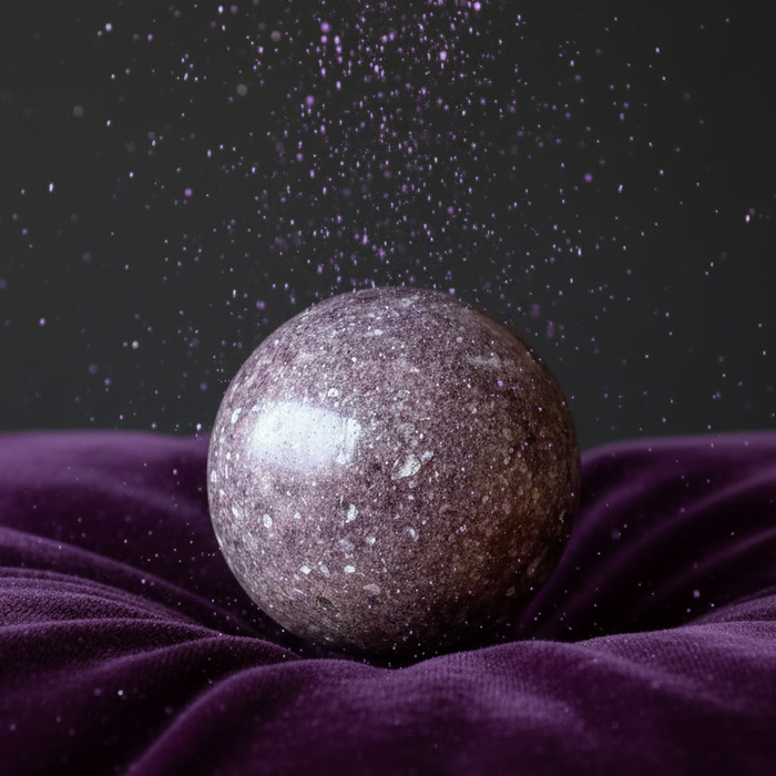 Lepidolite Sphere Charmed Purple Glitter Crystal Ball