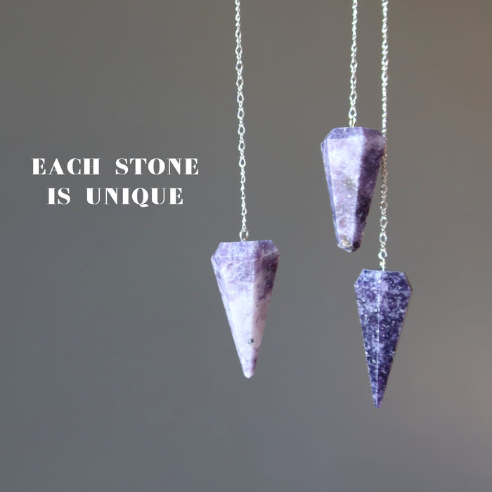 3 lepidolite pendulums