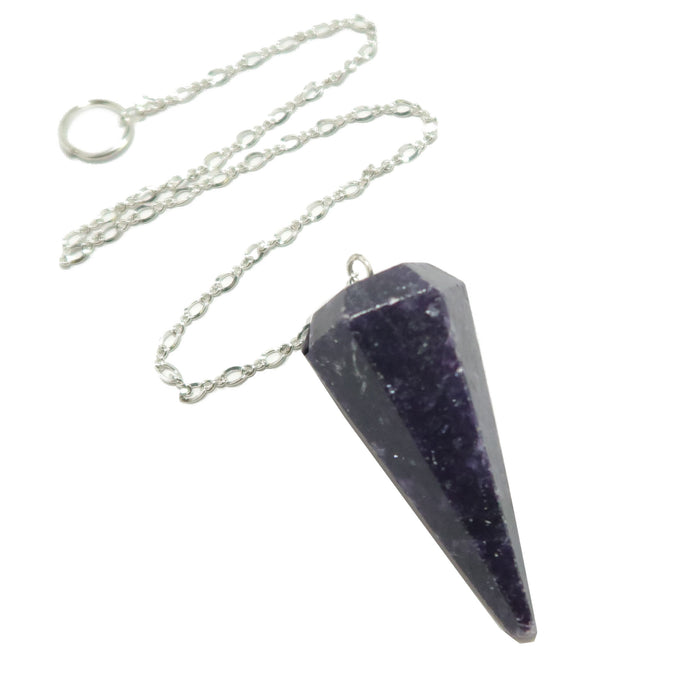dark purple lepidolite pendulum