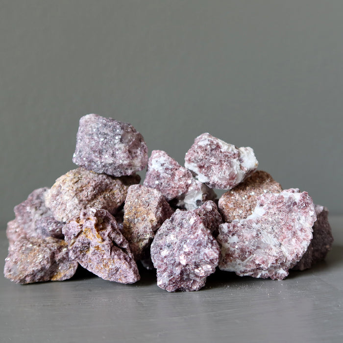 Lepidolite Raw Bundle of 16 Crystal Purple Glitter