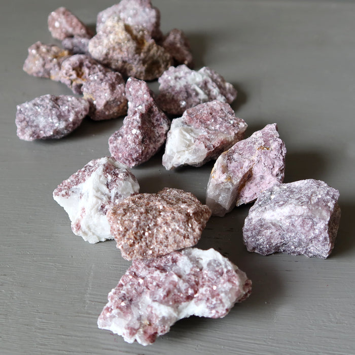 Lepidolite Raw Bundle of 16 Crystal Purple Glitter