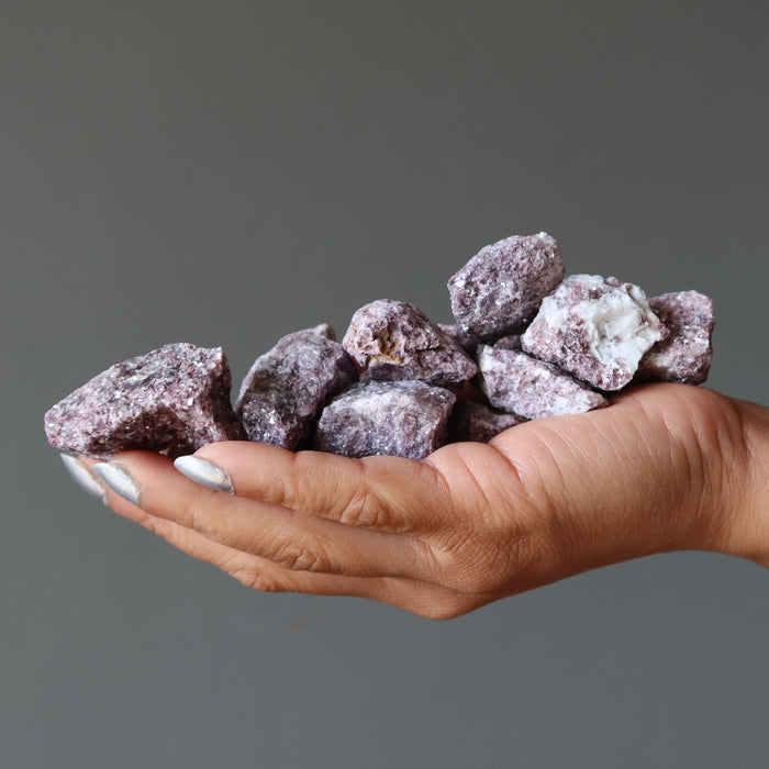 Lepidolite Raw Bundle of 16 Crystal Purple Glitter