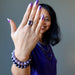 woman wearing purple lepidolite oval ring