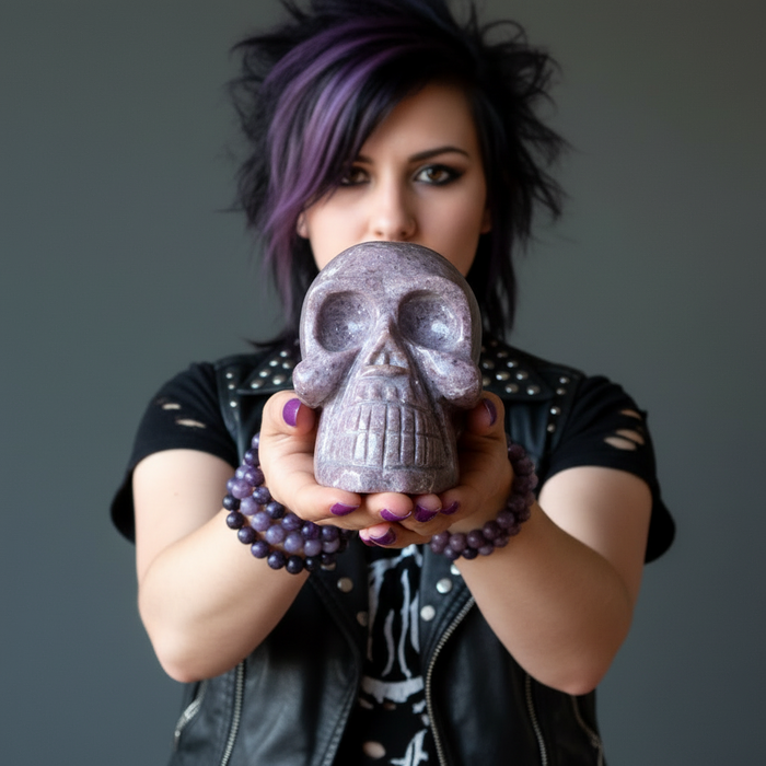 Lepidolite Skull Purple Crystal Spirit Master