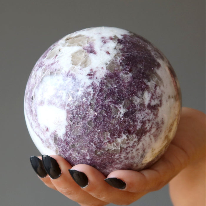 Lepidolite Sphere Lavender Purple White Quartz Crystal Ball