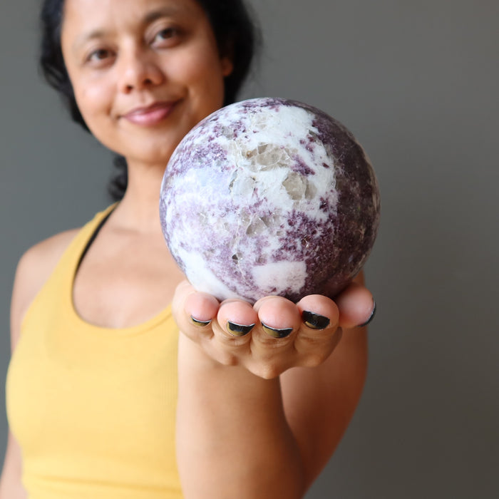 Lepidolite Sphere Lavender Purple White Quartz Crystal Ball