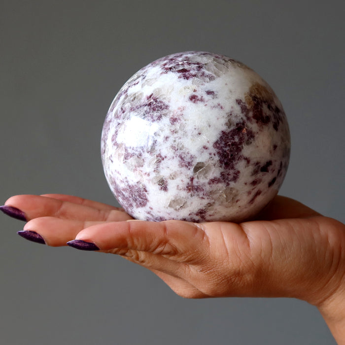 Lepidolite Sphere Lavender Purple White Quartz Crystal Ball