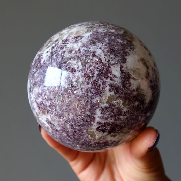 Lepidolite Sphere Lavender Purple White Quartz Crystal Ball