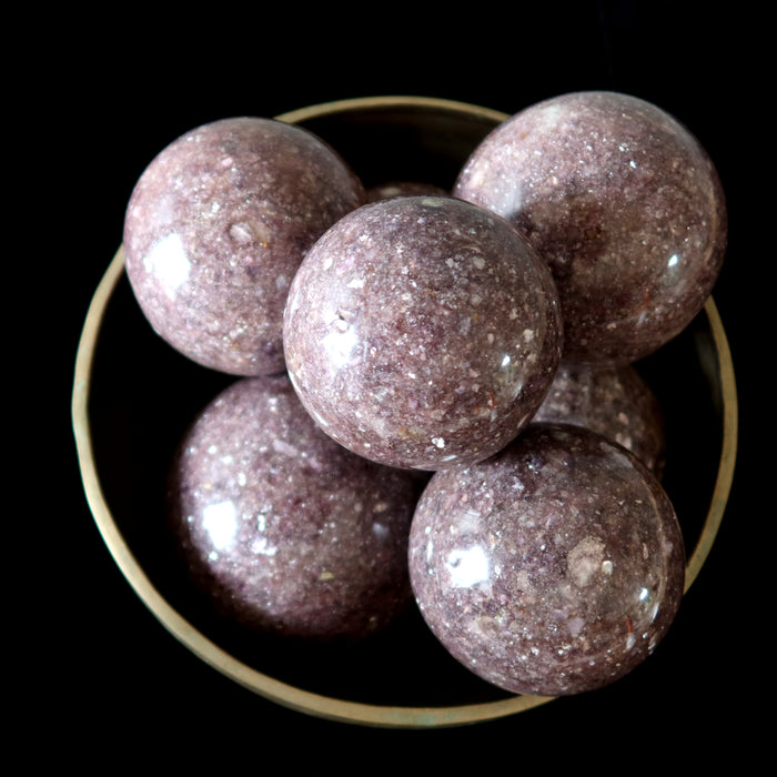 Lepidolite Sphere Bundle of 7 Charmed Purple Glitter Crystal Ball