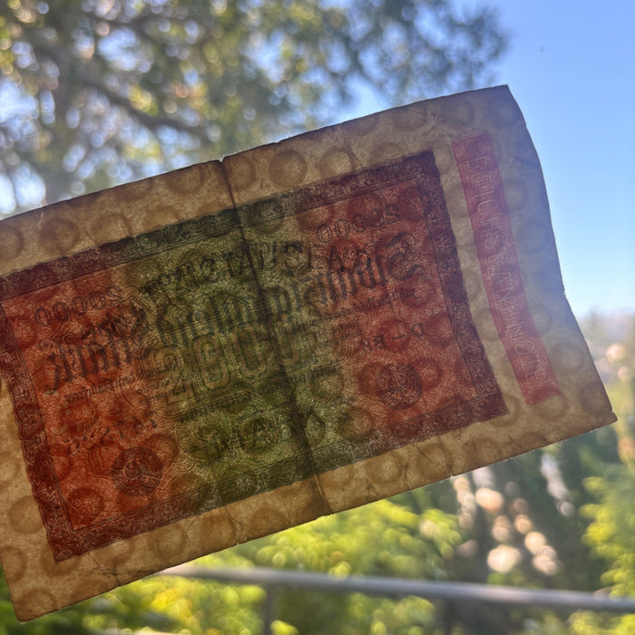 Antique Banknote 1923 Old Weimar Germany 20K Mark Hyperinflation Reichsbanknote