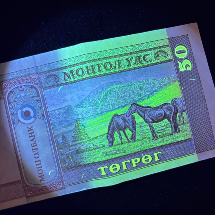 Mongolia Banknote 2016 Horses 50 Togrog Revolution Watermark UV Verified