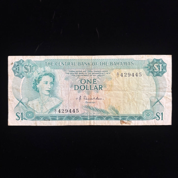 Vintage Banknote 1974 Bahamas Sea Garden Tropical Fish Queen Elizabeth Watermark