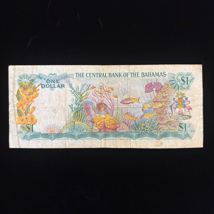 Vintage Banknote 1974 Bahamas Sea Garden Tropical Fish Queen Elizabeth Watermark