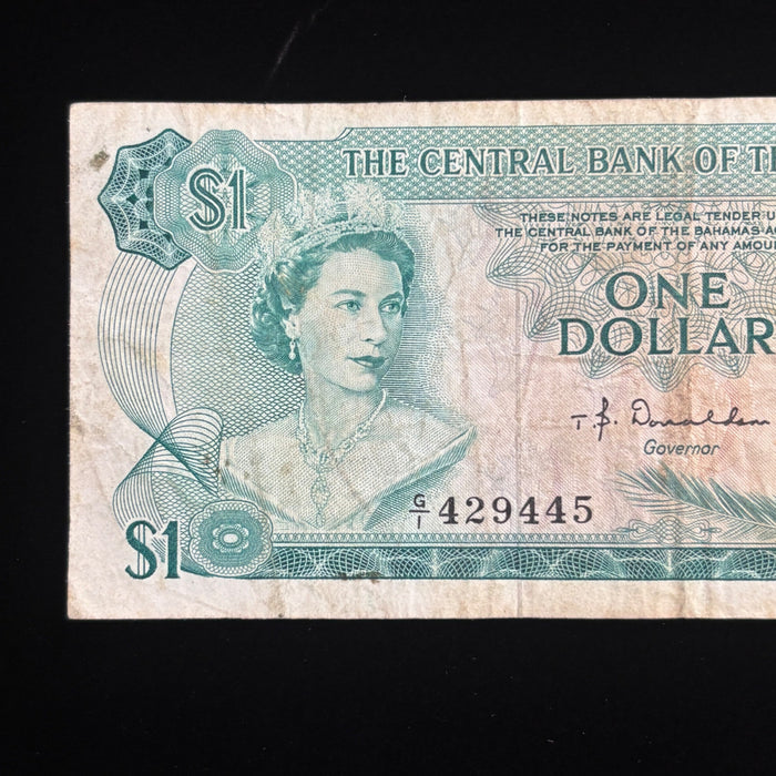 Vintage Banknote 1974 Bahamas Sea Garden Tropical Fish Queen Elizabeth Watermark