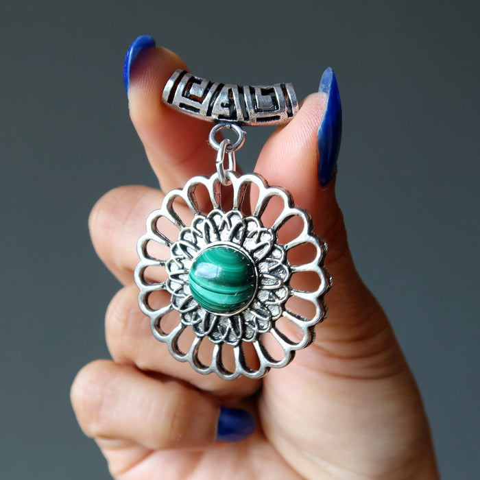 malachite flower pendant