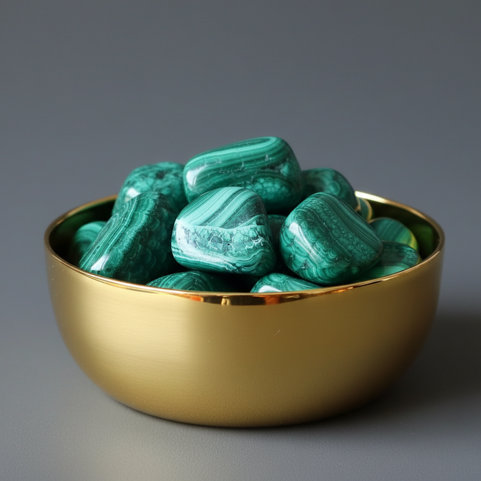 Malachite Tumbled Stone Green Lucky Clover Crystal