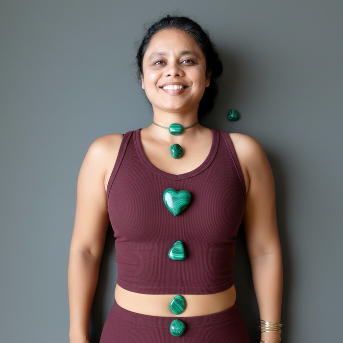 Malachite Tumbled Stone Green Lucky Clover Crystal