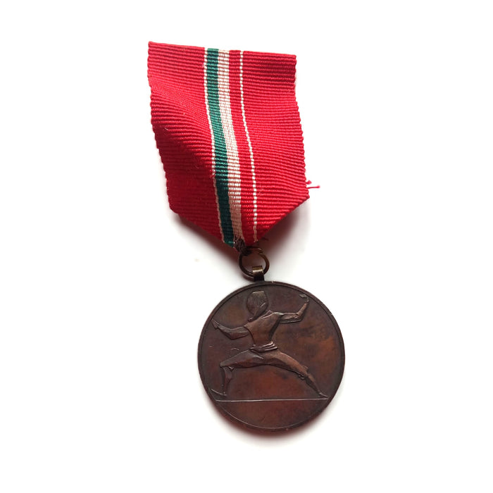1971 Hungarian Youth Fencing Championship Medal Vintage Red Striped Ribbon