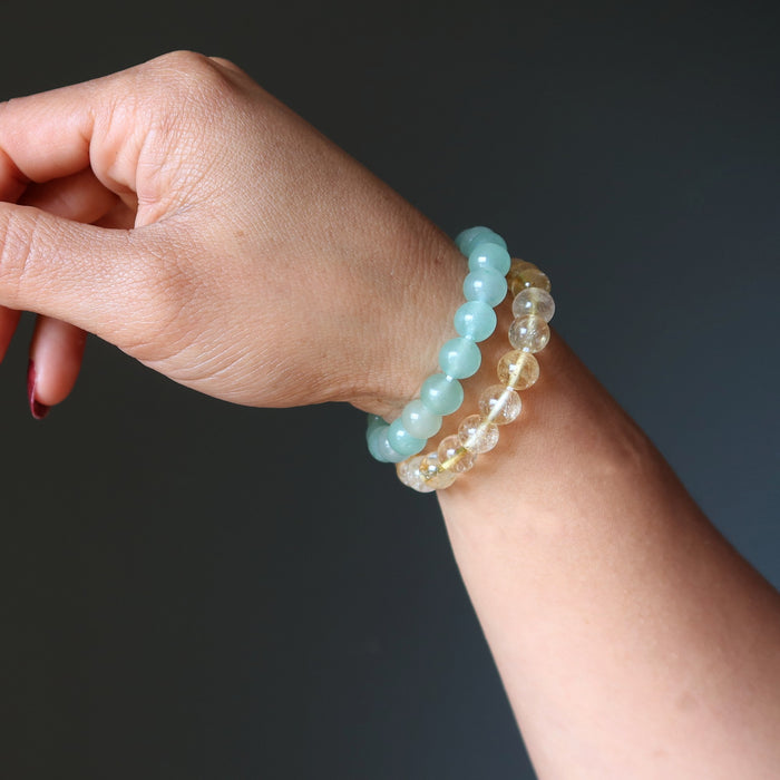 citrine and aventurine bracelet set on wrist