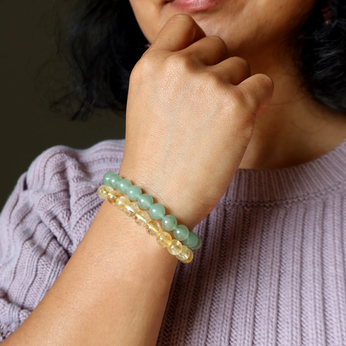 citrine and aventurine bracelet set on wrist