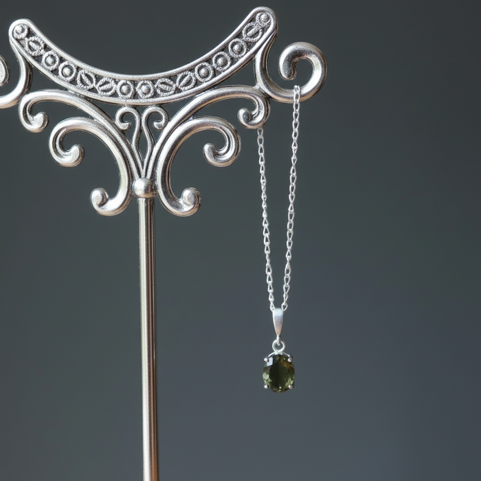 Moldavite Necklace North Star Blessings Sterling Silver