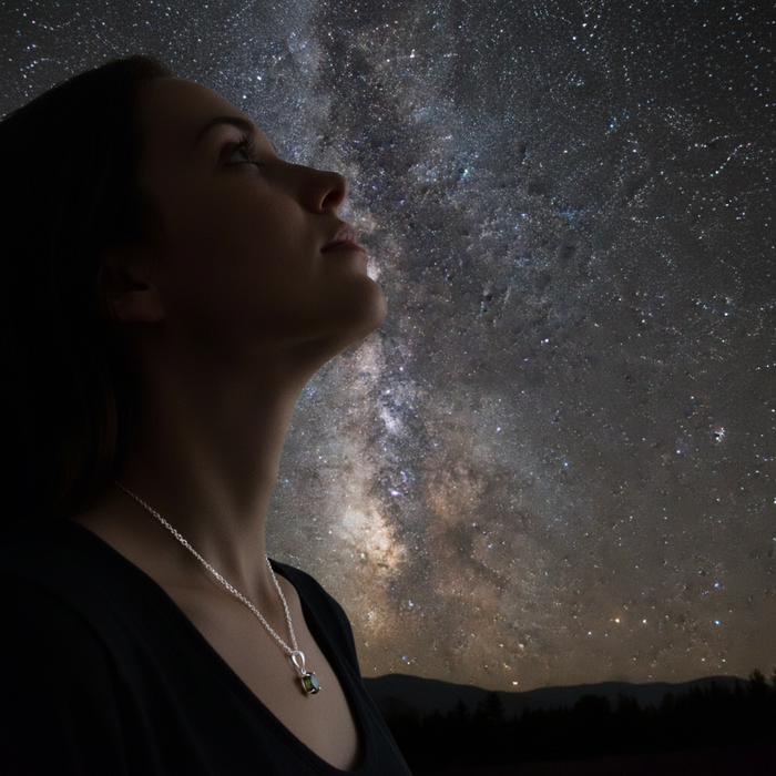 Moldavite Necklace North Star Blessings Sterling Silver