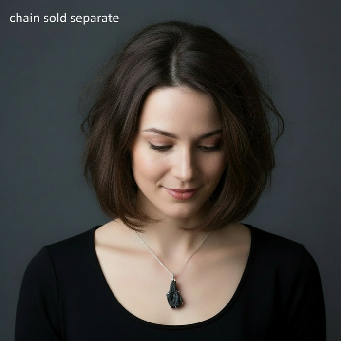 Moldavite Pendant Green Tektite Alien Sterling Silver