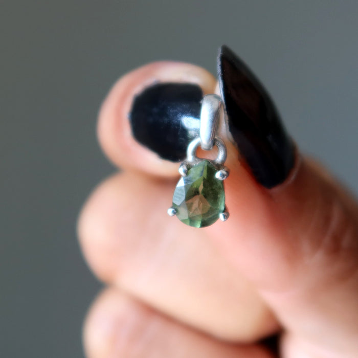 moldavite pear pendant