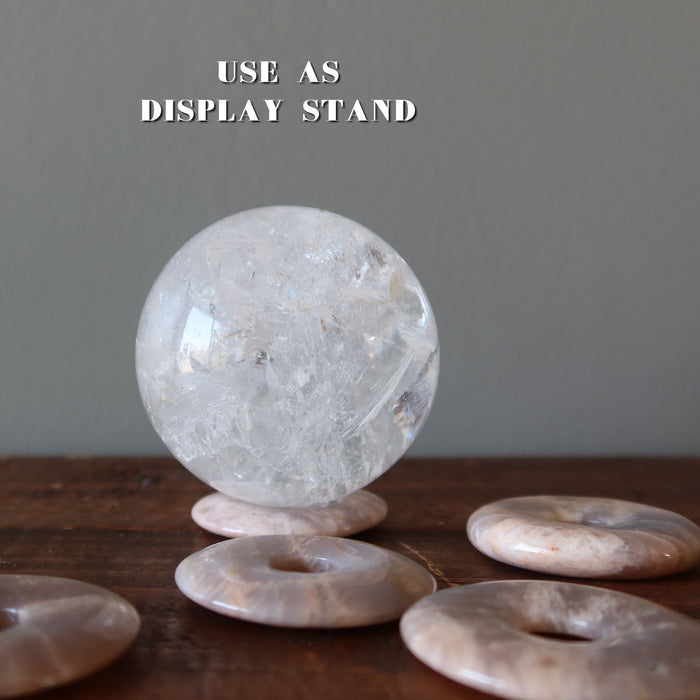 Peach Moonstone Gemstone Donut Tribute to Luna