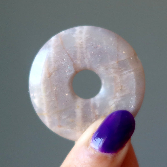 Peach Moonstone Gemstone Donut Tribute to Luna