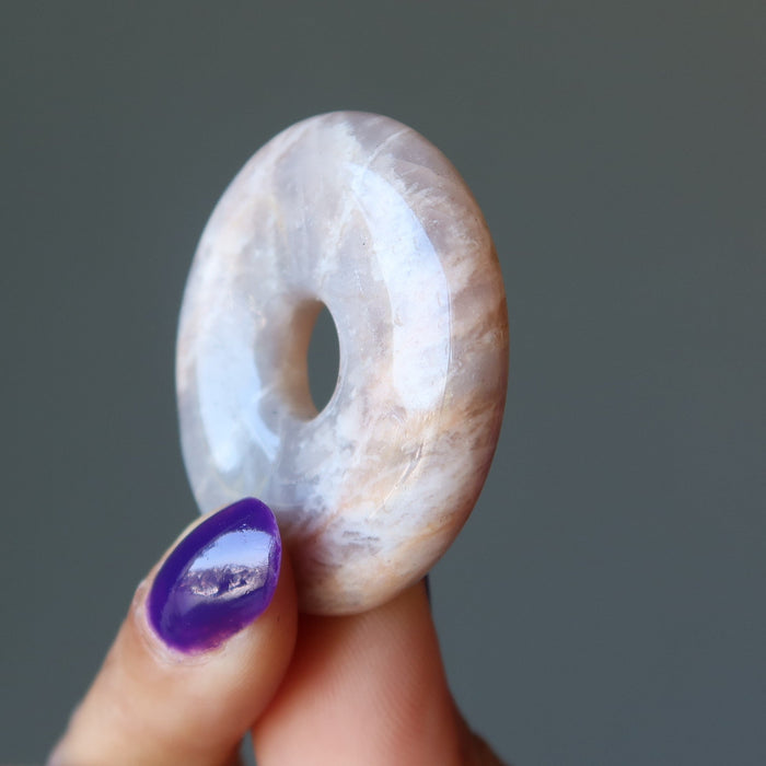 Peach Moonstone Gemstone Donut Tribute to Luna