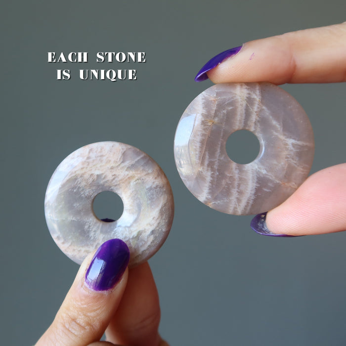 Peach Moonstone Gemstone Donut Tribute to Luna