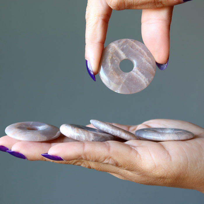 Peach Moonstone Gemstone Donut Tribute to Luna