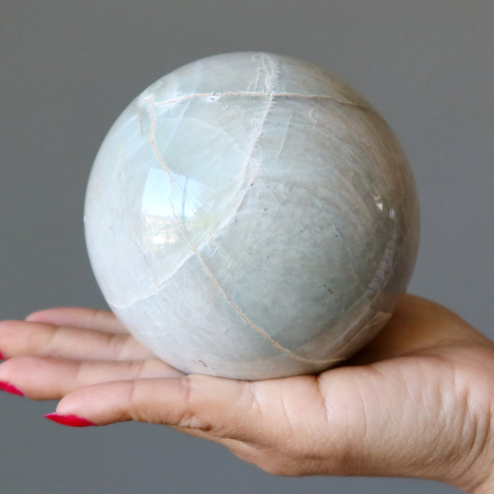 Cream Moonstone Sphere Crystal Ball Wounded Warrior
