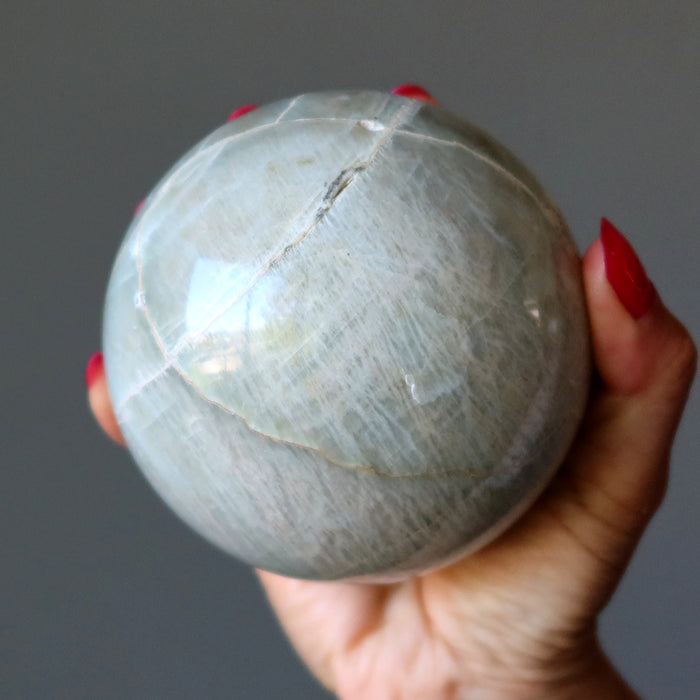 Cream Moonstone Sphere Crystal Ball Wounded Warrior