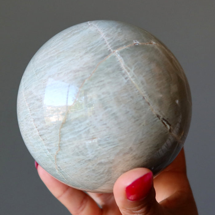 Cream Moonstone Sphere Crystal Ball Wounded Warrior
